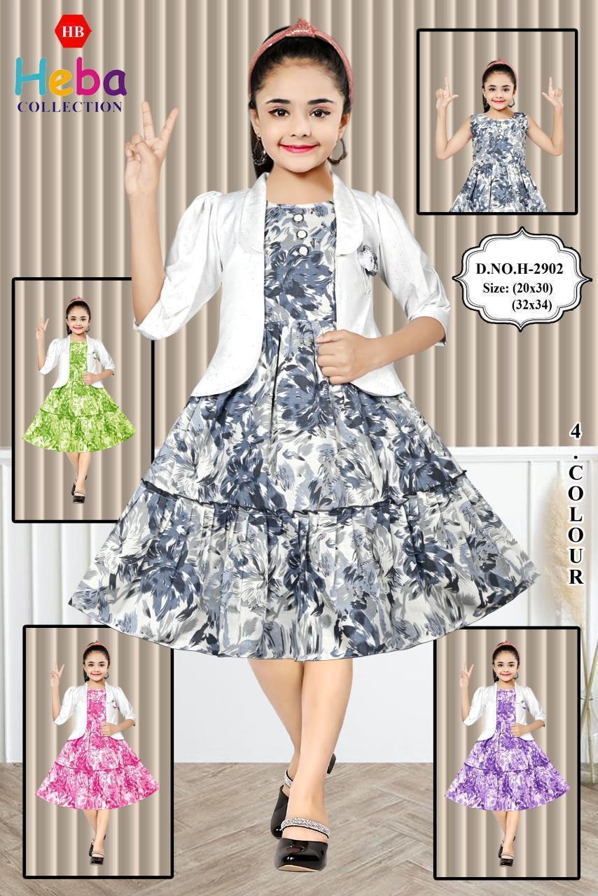 Girls Floral Party Wear Dress with Elegant White Jacket SET OF 6 PIECES